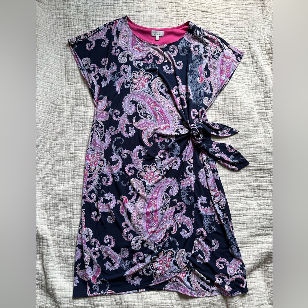 Signature by Robbie Bee Plus 1X Paisley Faux Wrap Dress